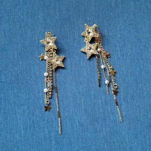 🎆Fireworks Bling Stars & Pearls Dangle Earrings - NWOT🎆